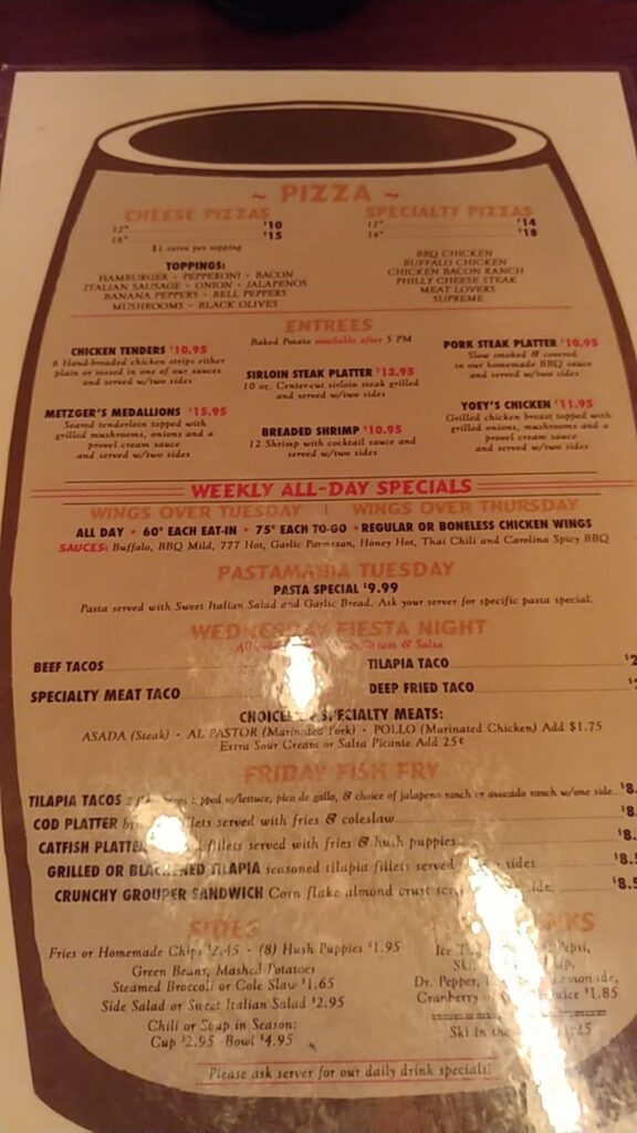7 West Bar & Grill Menu 3