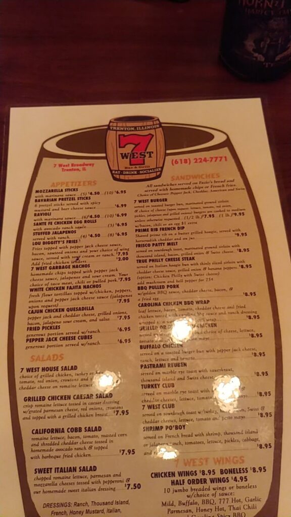 7 West Bar & Grill Menu 4